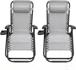 Alivio Set of 2 Heavy Duty Zero Gravity Chairs Sunloungers, Garden Outdoor Patio Sun Loungers Folding Reclining Chairs w/ Mobile Cup Holder & - thumbnail 2