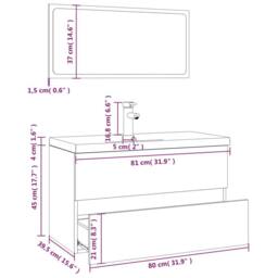Berkfield Home Bathroom Furniture Set Smoked Oak Engineered Wood in Brown - thumbnail 7