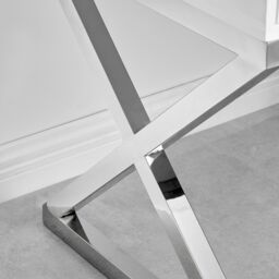FurnitureboxUK Oxford White High Gloss Contemporary Bedside Table With Single Drawer & Silver Chrome Legs - thumbnail 5