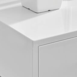 FurnitureboxUK Oxford White High Gloss Contemporary Bedside Table With Single Drawer & Silver Chrome Legs - thumbnail 3