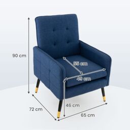Costway Upholstered Sofa Chair Modern Accent Armchair Leisure Lounge Chair in Navy - thumbnail 2