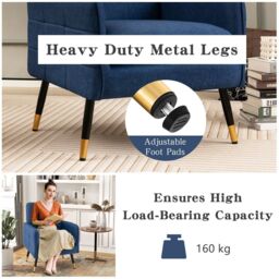 Costway Upholstered Sofa Chair Modern Accent Armchair Leisure Lounge Chair in Navy - thumbnail 8
