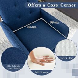 Costway Upholstered Sofa Chair Modern Accent Armchair Leisure Lounge Chair in Navy - thumbnail 7