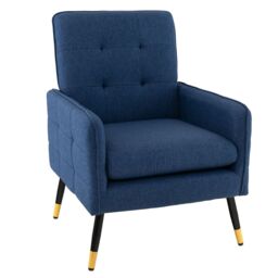 Costway Upholstered Sofa Chair Modern Accent Armchair Leisure Lounge Chair in Navy