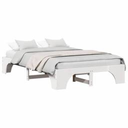 Berkfield Home Bed Frame White Solid wood, Lacquered finish 135 x 190 cm Sturdy - thumbnail 3