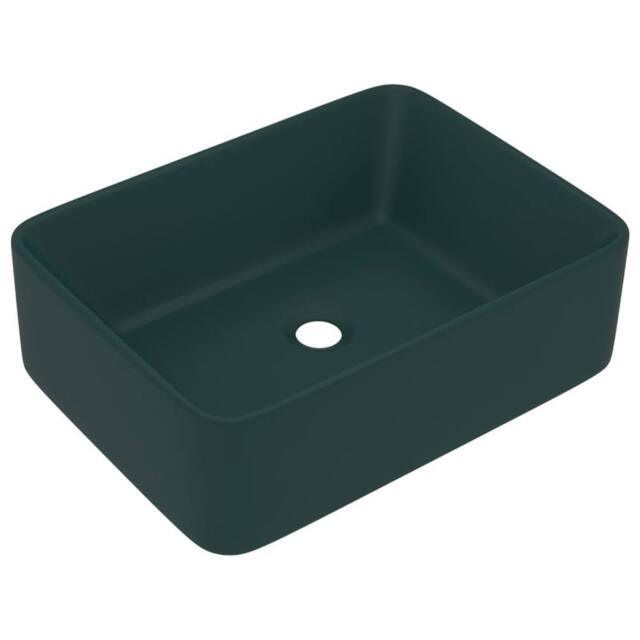 Berkfield Home Luxury Wash Basin Matt Dark Green 41x30x12 cm Ceramic - Size: 41 x 30 x 12 cm - image 1
