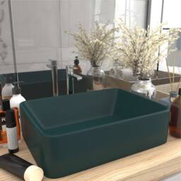Berkfield Home Luxury Wash Basin Matt Dark Green 41x30x12 cm Ceramic - Size: 41 x 30 x 12 cm - thumbnail 2