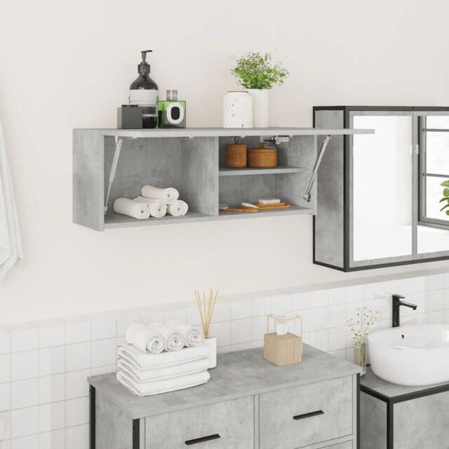 Berkfield Home Bathroom Wall Cabinet Concrete Grey 80x25x30 cm Engineered Wood - Size: 80 x 25 x 30 cm - image 1