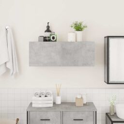 Berkfield Home Bathroom Wall Cabinet Concrete Grey 80x25x30 cm Engineered Wood - Size: 80 x 25 x 30 cm - thumbnail 3