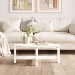 Berkfield Home Coffee Table White 87x48x35 cm Solid Wood Pine - Size: 87 x 48 x 35 cm - thumbnail 3