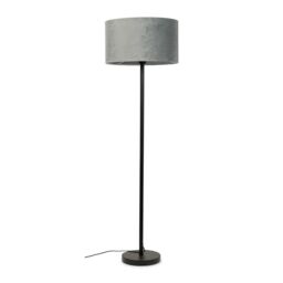 ValueLights Charlie Black Stem Floor Lamp Light with Velvet Lamp Shade in Grey - Size: 18 inches - thumbnail 2