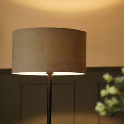 ValueLights Charlie Black Stem Floor Lamp Light with Velvet Lamp Shade in Grey - Size: 18 inches - thumbnail 4
