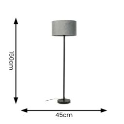 ValueLights Charlie Black Stem Floor Lamp Light with Velvet Lamp Shade in Grey - Size: 18 inches - thumbnail 6
