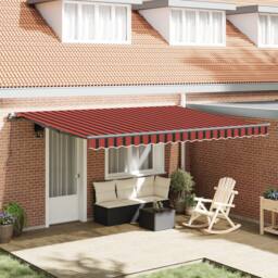 Berkfield Home Manual Retractable Awning Orange & Brown 450x300 cm - thumbnail 1