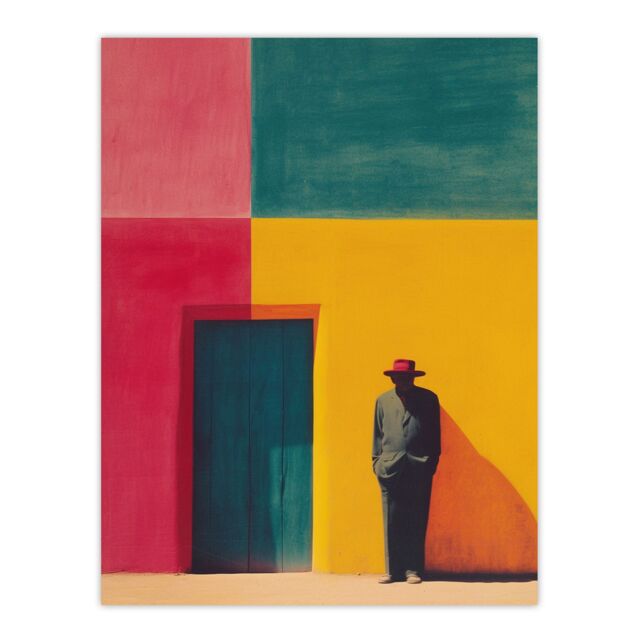 "Artery8 Wall Art Print Man by Colourful Mexican Architecture Door Poster - Size: W18"" x H24""" - image 1