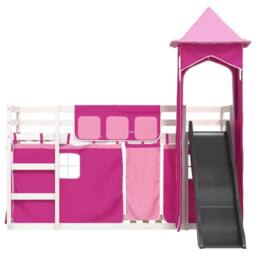 Berkfield Home Bunk Bed without Mattress with Slide & Curtains Pink 90x200 cm - thumbnail 7