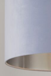 Lighting Collection Light Blue Velvet Drum Shade Silver Inner D45Cm Lamp Shade - thumbnail 4