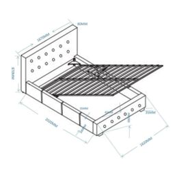 Modernique Fabric Ottoman Storage Bed with High Headboard, Gas Lift Up Base in Grey - Size: King - thumbnail 3