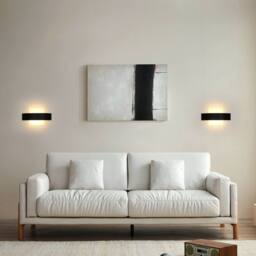 COMELY Indoor Wall Lights, 12W Modern Linear LED Wall Light, 3000K Warm White in Black - thumbnail 2