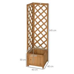 OUTSUNNY Wooden Planter with Corner Trellis, Raised Garden Bed, Brown - thumbnail 3