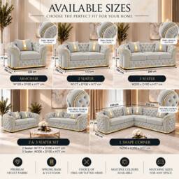 Stratus Interiors Ambassador Velvet Chesterfield Sofa - Gold Trim - No Frill - Armchair in Silver - thumbnail 4