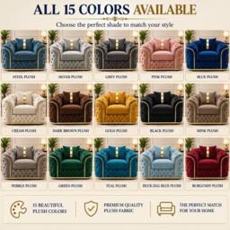 Stratus Interiors Ambassador Velvet Chesterfield Sofa - Gold Trim - No Frill - Armchair in Silver - thumbnail 5
