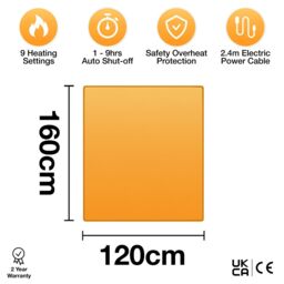Dreamcatcher Deluxe Electric Throw Heated Double Over Blanket Soft Fleece Timer in Gold - thumbnail 2