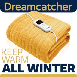 Dreamcatcher Deluxe Electric Throw Heated Double Over Blanket Soft Fleece Timer in Gold - thumbnail 7