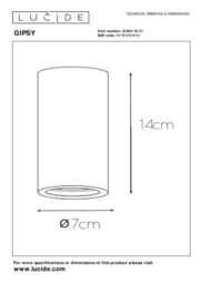 Lucide 'GIPSY' Modern Medium Surface Mounted Plaster Ceiling Spotlight 1xGU10 in White - thumbnail 5