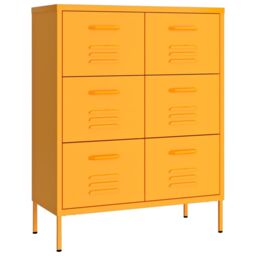 Berkfield Home Drawer Cabinet Mustard Yellow 80x35x101.5 cm Steel - thumbnail 2