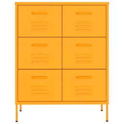 Berkfield Home Drawer Cabinet Mustard Yellow 80x35x101.5 cm Steel - thumbnail 3