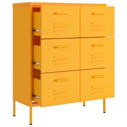 Berkfield Home Drawer Cabinet Mustard Yellow 80x35x101.5 cm Steel - thumbnail 6