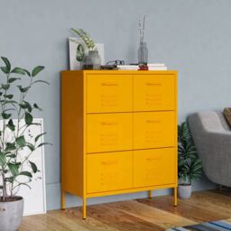 Berkfield Home Drawer Cabinet Mustard Yellow 80x35x101.5 cm Steel