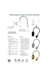 CGC Lighting 'Matilda' Satin Gold Adjustable Flexible Neck LED Rechargeable Magnetic USB Reading Bedside Wall Light - thumbnail 6