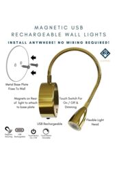 CGC Lighting 'Matilda' Satin Gold Adjustable Flexible Neck LED Rechargeable Magnetic USB Reading Bedside Wall Light - thumbnail 3