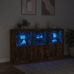 Berkfield Home Sideboard with LED Lights Smoked Oak 181.5x37x100 cm in Brown - thumbnail 5