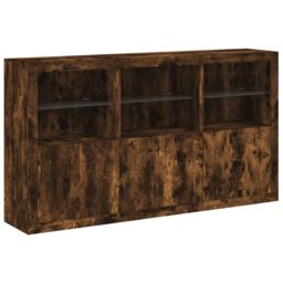 Berkfield Home Sideboard with LED Lights Smoked Oak 181.5x37x100 cm in Brown - thumbnail 3
