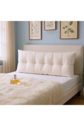 Living and Home Cozy Upholstered Headboard Pillow in Beige - Size: Medium