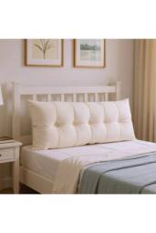 Living and Home Cozy Upholstered Headboard Pillow in Beige - Size: Medium - thumbnail 3