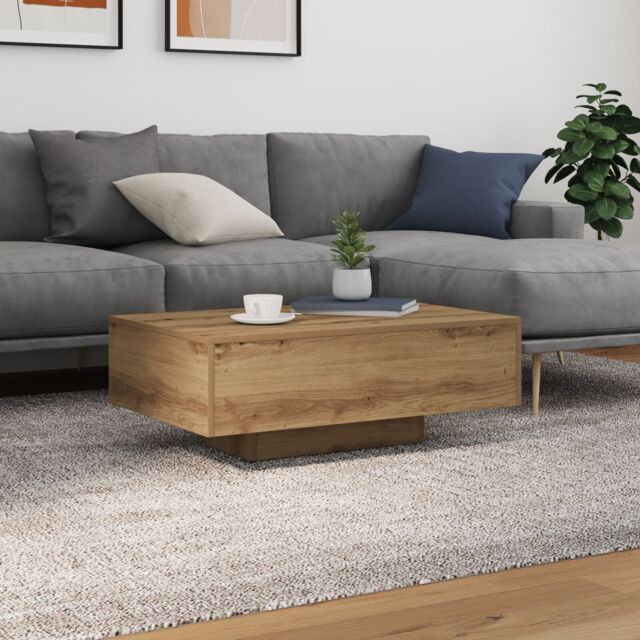 Berkfield Home Coffee Table with LED Lights Artisan Oak 85x55x31 cm in Brown - Size: 85 x 55 x 31 cm - image 1