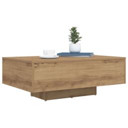 Berkfield Home Coffee Table with LED Lights Artisan Oak 85x55x31 cm in Brown - Size: 85 x 55 x 31 cm - thumbnail 3