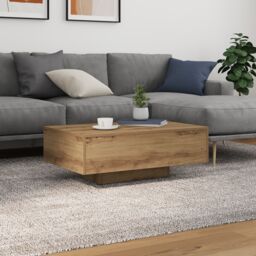 Berkfield Home Coffee Table with LED Lights Artisan Oak 85x55x31 cm in Brown - Size: 85 x 55 x 31 cm - thumbnail 1