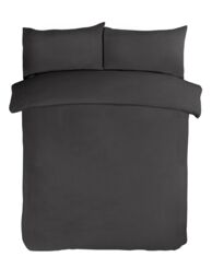 Smart Living Polycotton Jersey Melange Duvet Cover With Pillowcases in Charcoal - Size: Double - thumbnail 2