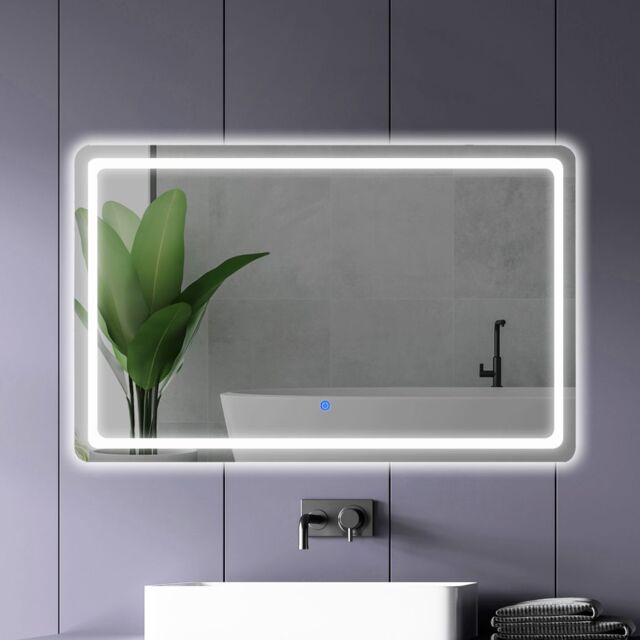 Emitto LED Wall Mirror Anti-fog Bathroom Mirrors Makeup Light 100x70cm in Bright Green - Size: 100x70 cm - image 1