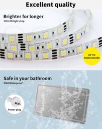 Emitto LED Wall Mirror Anti-fog Bathroom Mirrors Makeup Light 100x70cm in Bright Green - Size: 100x70 cm - thumbnail 8