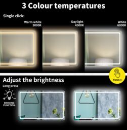Emitto LED Wall Mirror Anti-fog Bathroom Mirrors Makeup Light 100x70cm in Bright Green - Size: 100x70 cm - thumbnail 6