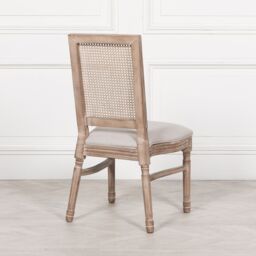 Glasstone Wooden Louis Upholstered Square Rattan Back Dining Chair in Brown - thumbnail 3