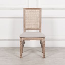 Glasstone Wooden Louis Upholstered Square Rattan Back Dining Chair in Brown - thumbnail 4