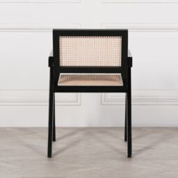Glasstone Wooden Louis Upholstered Square Rattan Back Dining Chair in Brown