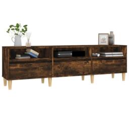 Berkfield Home TV Cabinet Smoked Oak 150x30x44.5 cm Engineered Wood in Brown - thumbnail 4
